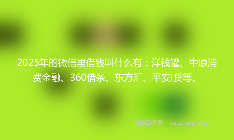 2025年的微信里借钱叫什么有：洋钱罐、中原消费金融、360借条、东方汇、平安i贷等。