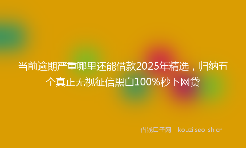 当前逾期严重哪里还能借款2025年精选，归纳五个真正无视征信黑白100%秒下网贷