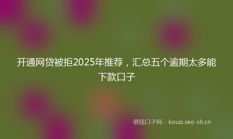 开通网贷被拒2025年推荐，汇总五个逾期太多能下款口子