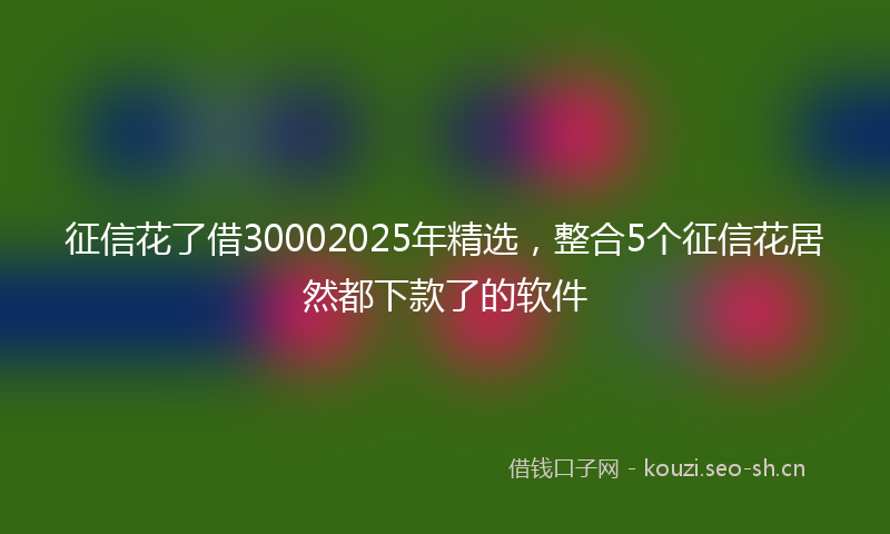 征信花了借30002025年精选，整合5个征信花居然都下款了的软件