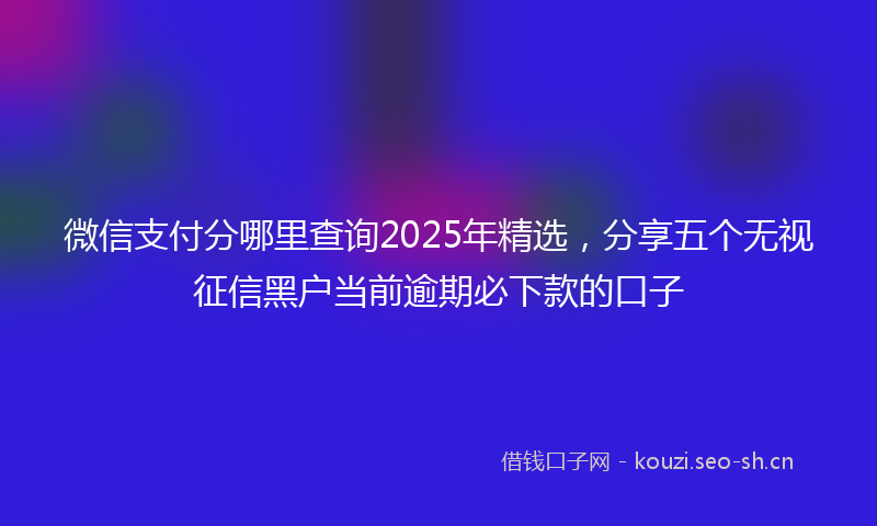 微信支付分哪里查询2025年精选，分享五个无视征信黑户当前逾期必下款的口子