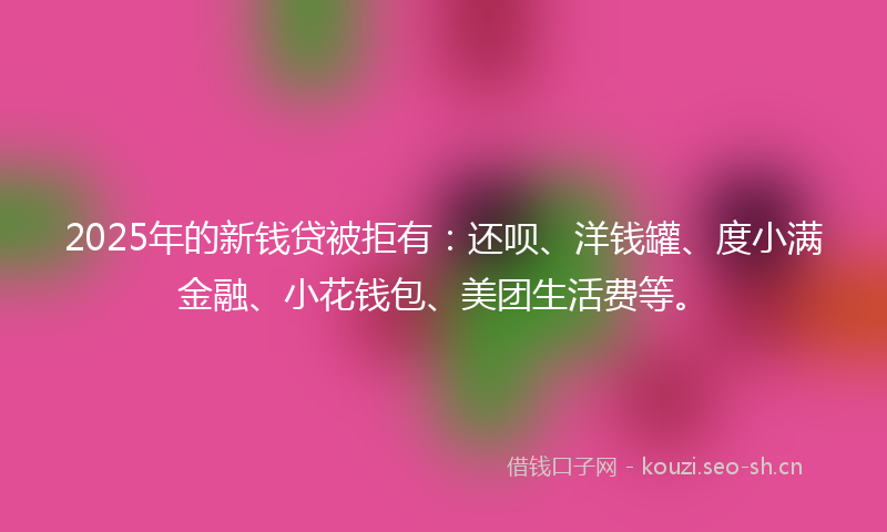 2025年的新钱贷被拒有：还呗、洋钱罐、度小满金融、小花钱包、美团生活费等。