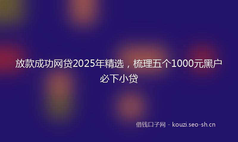 放款成功网贷2025年精选，梳理五个1000元黑户必下小贷