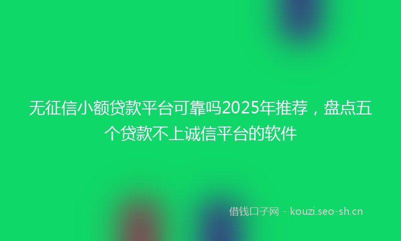无征信小额贷款平台可靠吗2025年推荐，盘点五个贷款不上诚信平台的软件