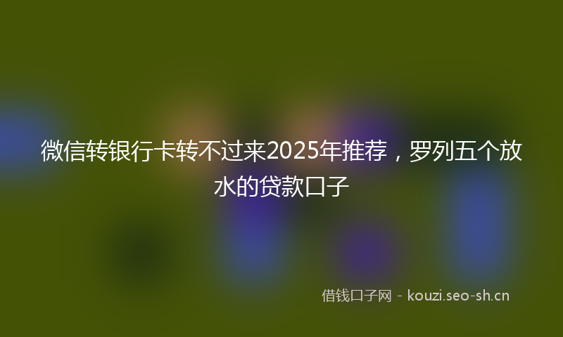 微信转银行卡转不过来2025年推荐,罗列五个放水的贷款口子