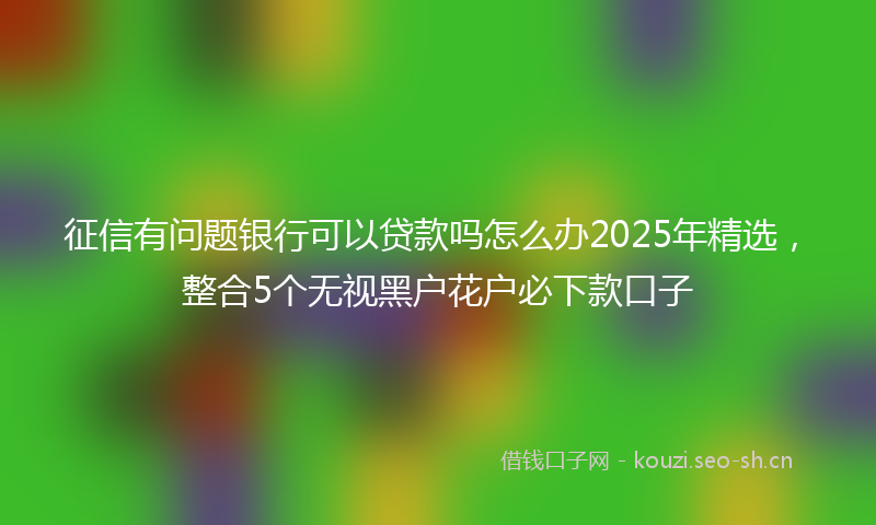 征信有问题银行可以贷款吗怎么办2025年精选，整合5个无视黑户花户必下款口子