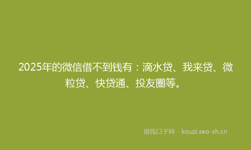 2025年的微信借不到钱有:滴水贷、我来贷、微粒贷、快贷通、投友圈等。