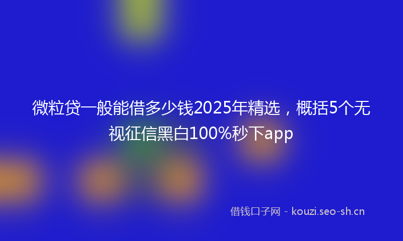微粒贷一般能借多少钱2025年精选，概括5个无视征信黑白100%秒下app