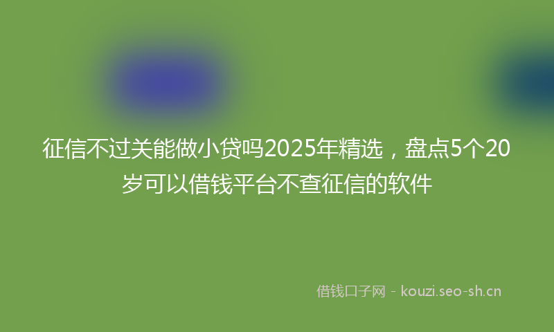 征信不过关能做小贷吗2025年精选,盘点5个20岁可以借钱平台不查征信的软件