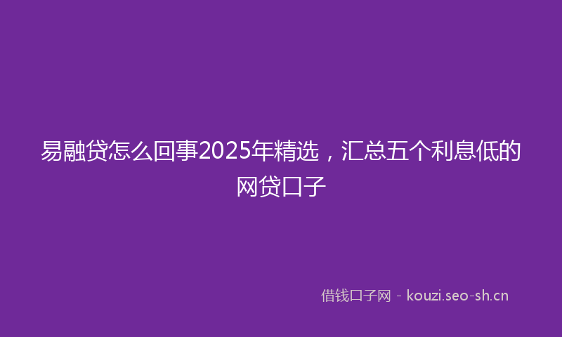 易融贷怎么回事2025年精选，汇总五个利息低的网贷口子