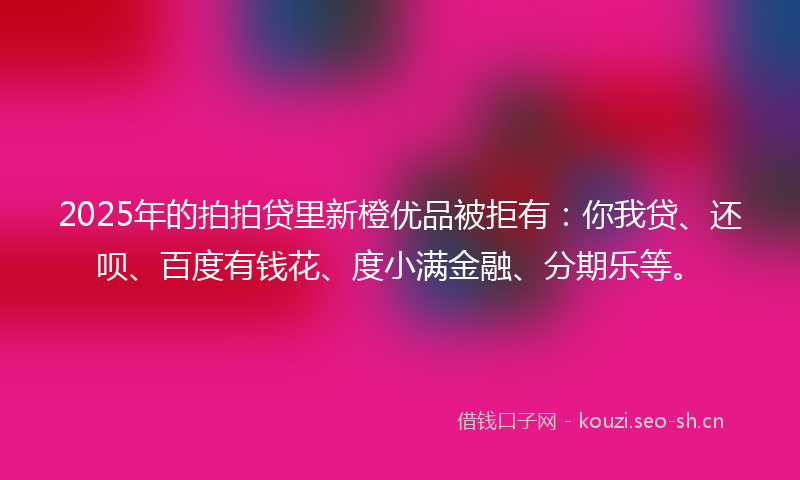 2025年的拍拍贷里新橙优品被拒有：你我贷、还呗、百度有钱花、度小满金融、分期乐等。