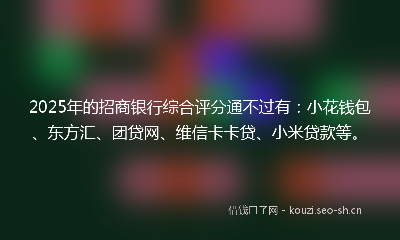 2025年的招商银行综合评分通不过有：小花钱包、东方汇、团贷网、维信卡卡贷、小米贷款等。