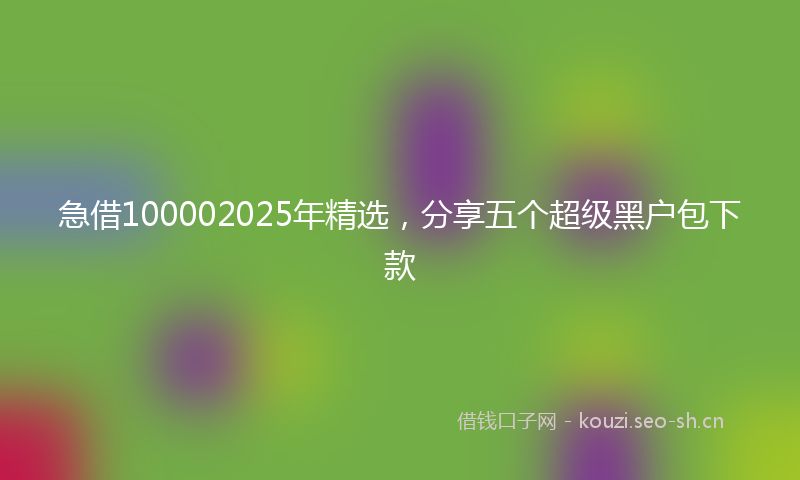 急借100002025年精选，分享五个超级黑户包下款