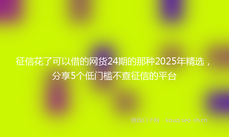 征信花了可以借的网货24期的那种2025年精选，分享5个低门槛不查征信的平台