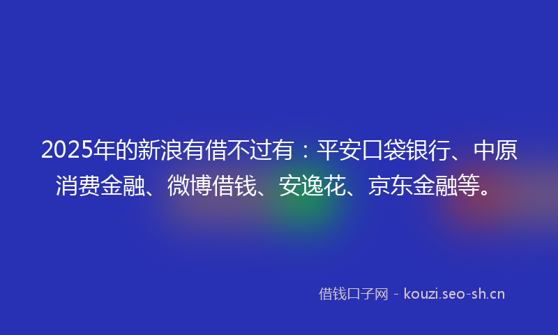 2025年的新浪有借不过有：平安口袋银行、中原消费金融、微博借钱、安逸花、京东金融等。