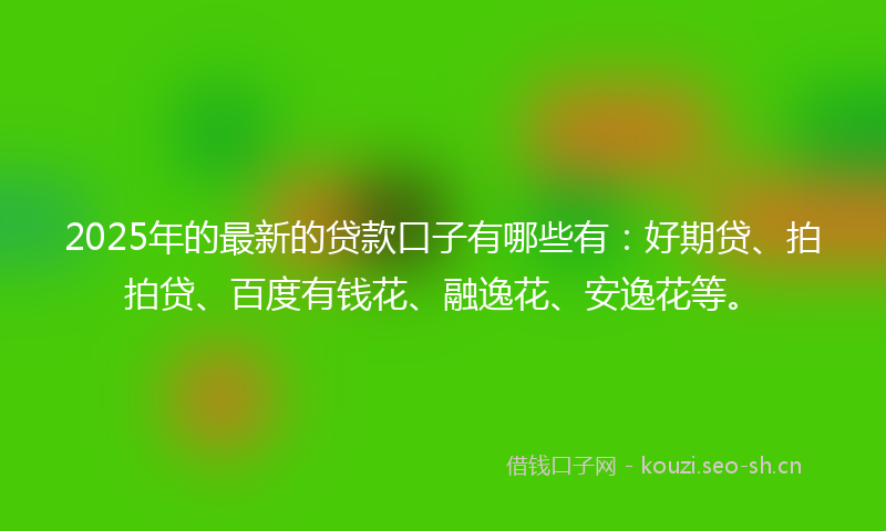 2025年的最新的贷款口子有哪些有：好期贷、拍拍贷、百度有钱花、融逸花、安逸花等。