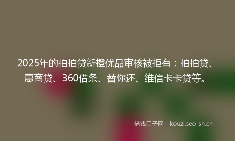 2025年的拍拍贷新橙优品审核被拒有：拍拍贷、惠商贷、360借条、替你还、维信卡卡贷等。