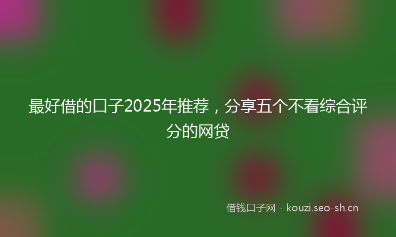 最好借的口子2025年推荐，分享五个不看综合评分的网贷