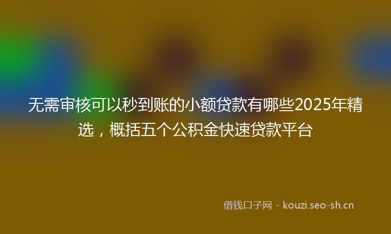 无需审核可以秒到账的小额贷款有哪些2025年精选，概括五个公积金快速贷款平台