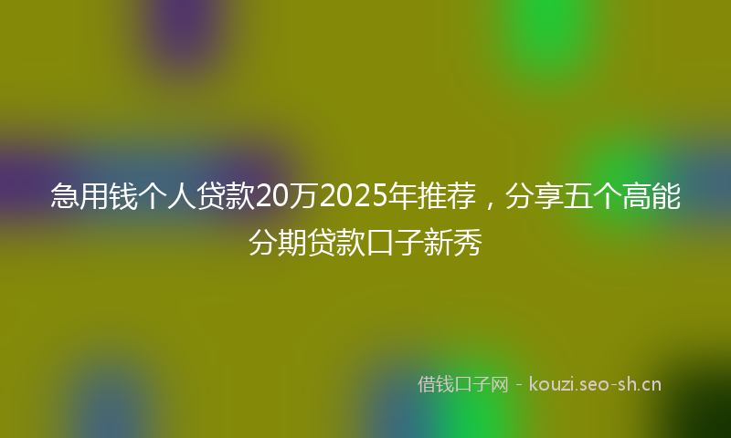 急用钱个人贷款20万2025年推荐，分享五个高能分期贷款口子新秀