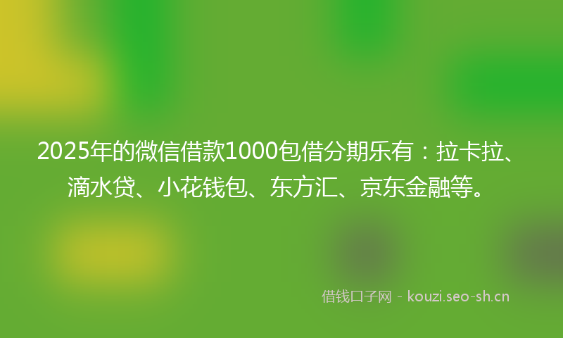 2025年的微信借款1000包借分期乐有：拉卡拉、滴水贷、小花钱包、东方汇、京东金融等。