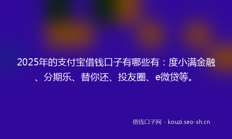 2025年的支付宝借钱口子有哪些有：度小满金融、分期乐、替你还、投友圈、e微贷等。