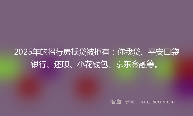 2025年的招行房抵贷被拒有：你我贷、平安口袋银行、还呗、小花钱包、京东金融等。