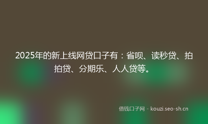 2025年的新上线网贷口子有：省呗、读秒贷、拍拍贷、分期乐、人人贷等。