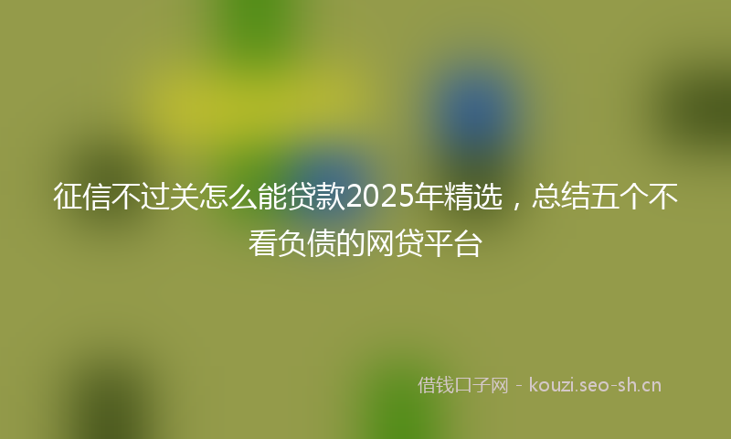 征信不过关怎么能贷款2025年精选，总结五个不看负债的网贷平台