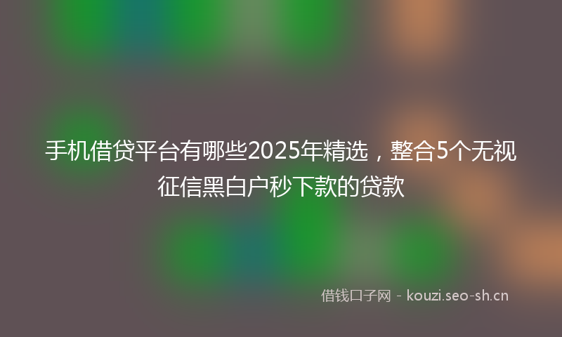 手机借贷平台有哪些2025年精选，整合5个无视征信黑白户秒下款的贷款