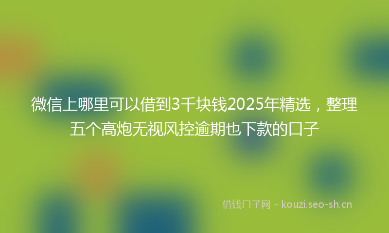 微信上哪里可以借到3千块钱2025年精选，整理五个高炮无视风控逾期也下款的口子