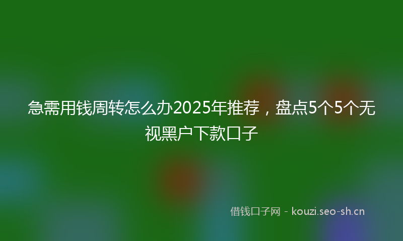急需用钱周转怎么办2025年推荐，盘点5个5个无视黑户下款口子