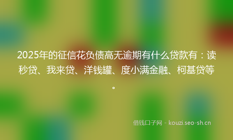 2025年的征信花负债高无逾期有什么贷款有：读秒贷、我来贷、洋钱罐、度小满金融、柯基贷等。