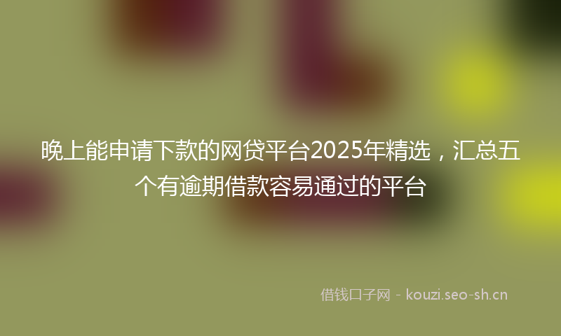 晚上能申请下款的网贷平台2025年精选，汇总五个有逾期借款容易通过的平台