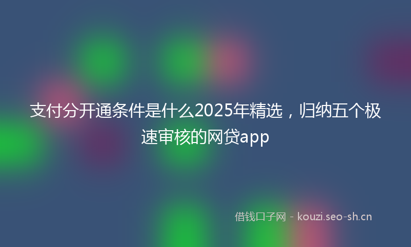 支付分开通条件是什么2025年精选，归纳五个极速审核的网贷app