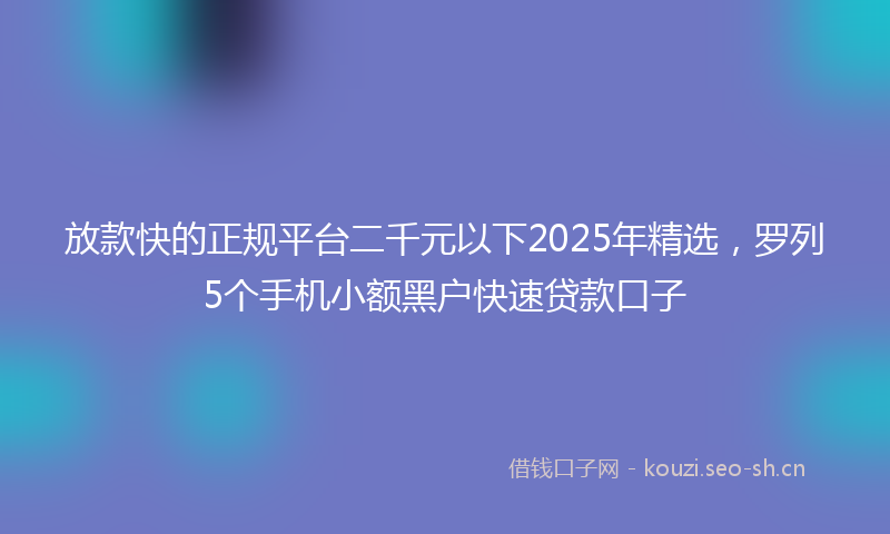 放款快的正规平台二千元以下2025年精选,罗列5个手机小额黑户快速贷款口子
