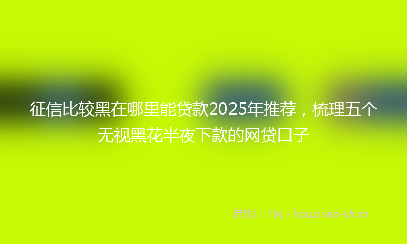 征信比较黑在哪里能贷款2025年推荐，梳理五个无视黑花半夜下款的网贷口子