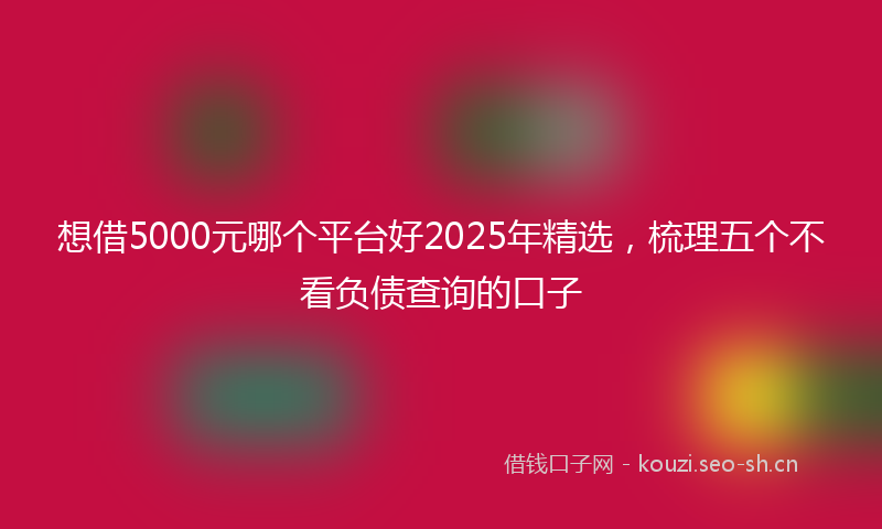 想借5000元哪个平台好2025年精选，梳理五个不看负债查询的口子