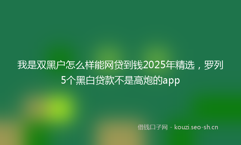 我是双黑户怎么样能网贷到钱2025年精选，罗列5个黑白贷款不是高炮的app