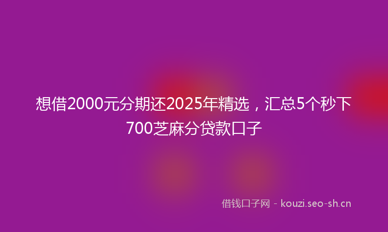 想借2000元分期还2025年精选，汇总5个秒下700芝麻分贷款口子