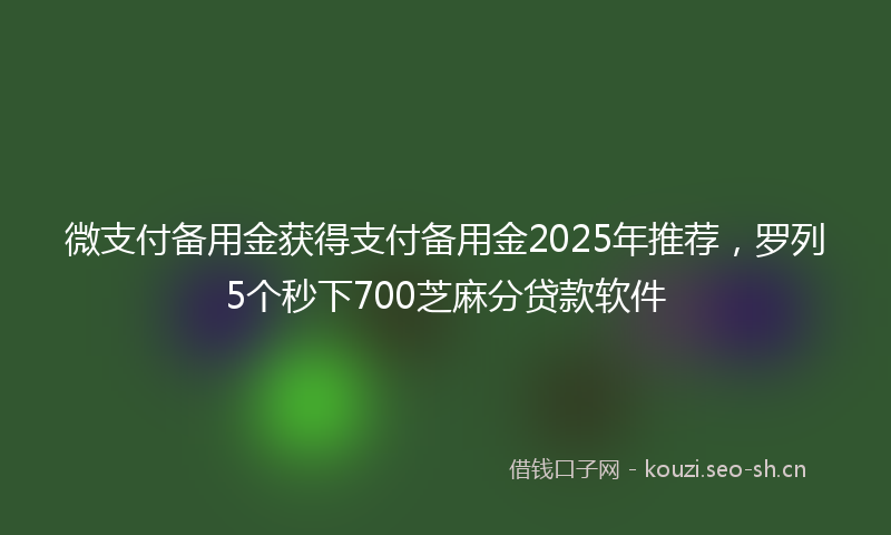微支付备用金获得支付备用金2025年推荐，罗列5个秒下700芝麻分贷款软件