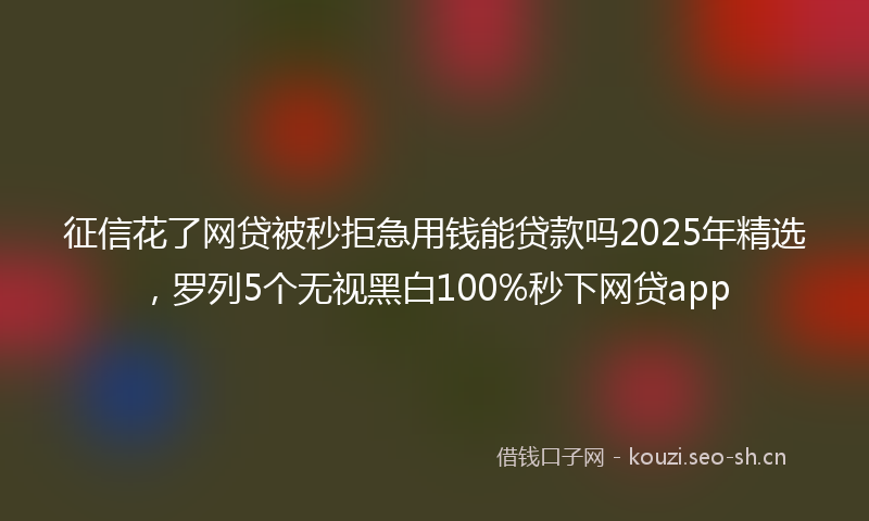 征信花了网贷被秒拒急用钱能贷款吗2025年精选，罗列5个无视黑白100%秒下网贷app