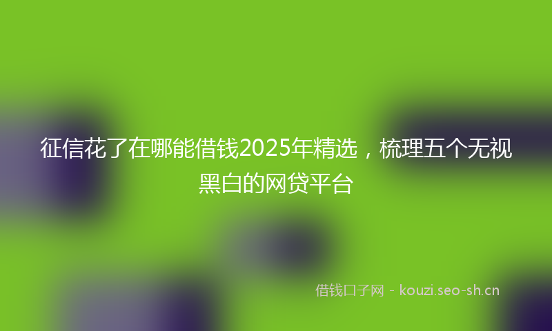 征信花了在哪能借钱2025年精选，梳理五个无视黑白的网贷平台