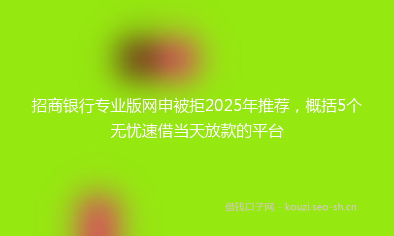 招商银行专业版网申被拒2025年推荐，概括5个无忧速借当天放款的平台