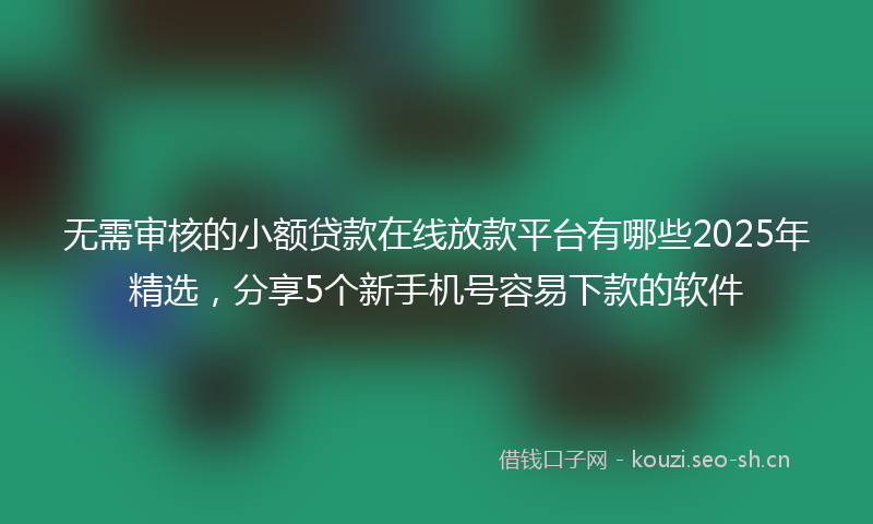 无需审核的小额贷款在线放款平台有哪些2025年精选，分享5个新手机号容易下款的软件