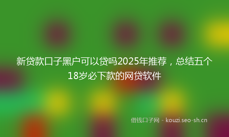 新贷款口子黑户可以贷吗2025年推荐，总结五个18岁必下款的网贷软件