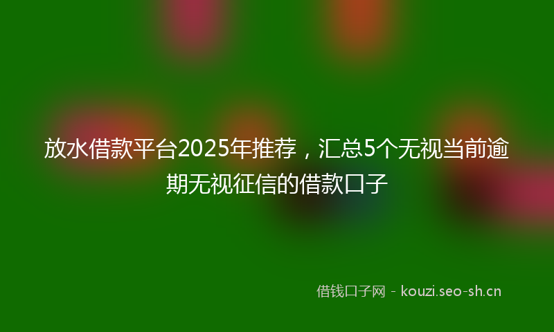 放水借款平台2025年推荐，汇总5个无视当前逾期无视征信的借款口子