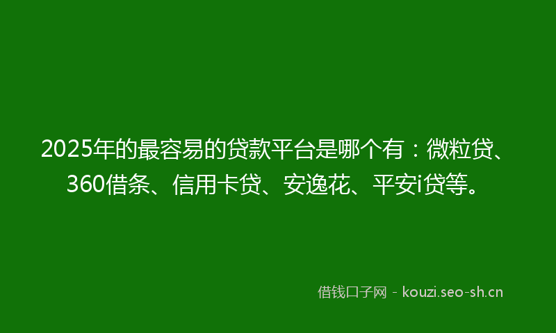 2025年的最容易的贷款平台是哪个有：微粒贷、360借条、信用卡贷、安逸花、平安i贷等。