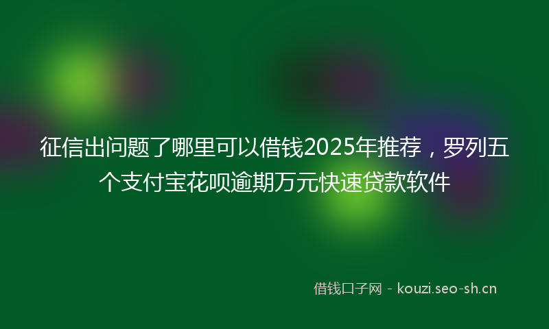 征信出问题了哪里可以借钱2025年推荐，罗列五个支付宝花呗逾期万元快速贷款软件