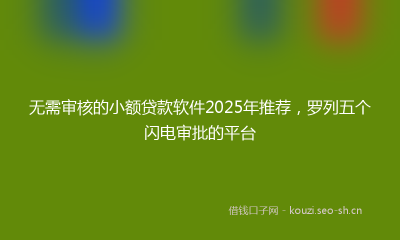 无需审核的小额贷款软件2025年推荐，罗列五个闪电审批的平台